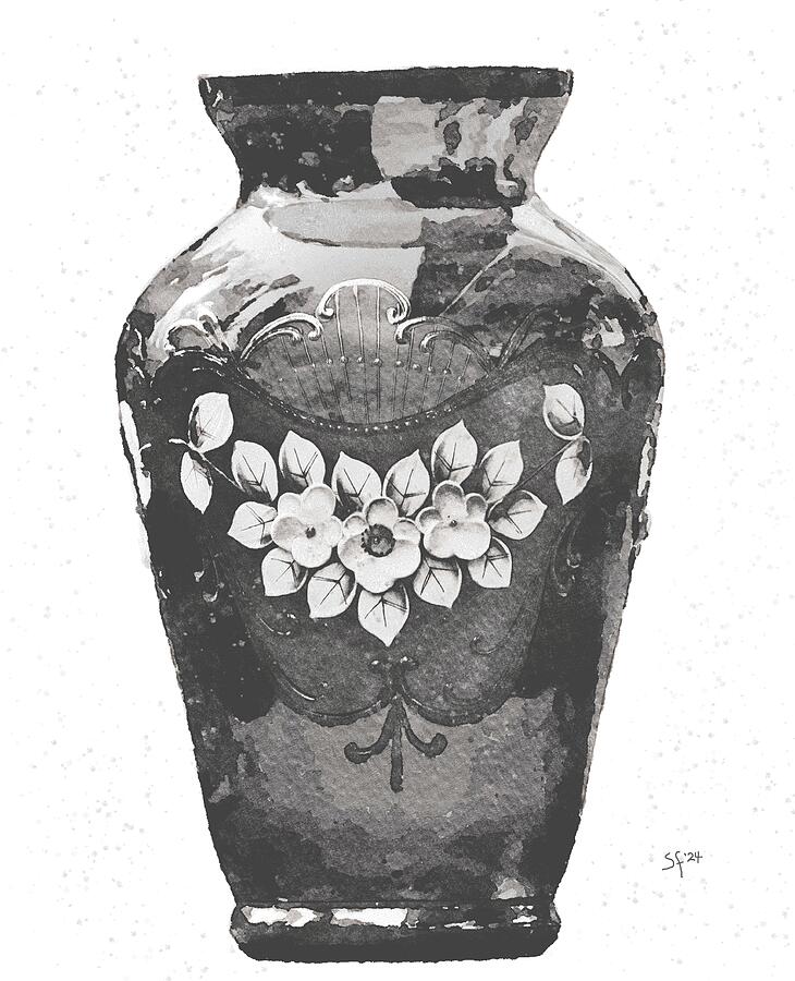 Fancy Black Vase Still Life Watercolor Mixed Media by Shelli Fitzpatrick Fancy Black Vase Still Life Watercolor Mixed Media by Shelli Fitzpatrick