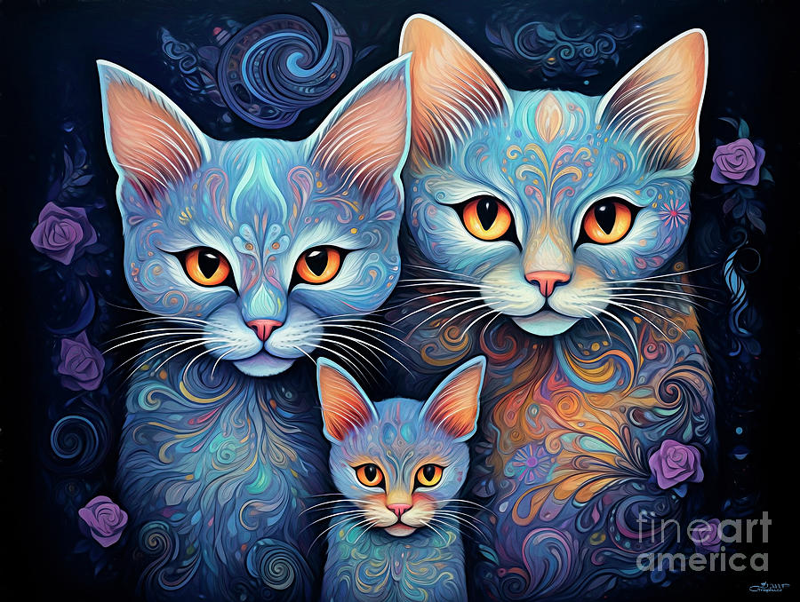 Fancy Cats Digital Art by Jutta Maria Pusl