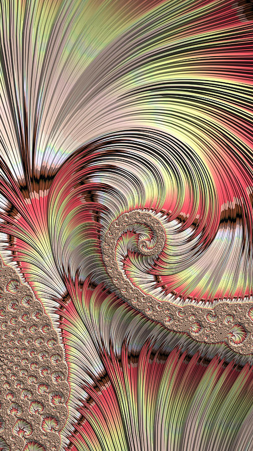 Fancy Feathery Spiral Fractal Abstract Art Digital Art by Shelli Fitzpatrick