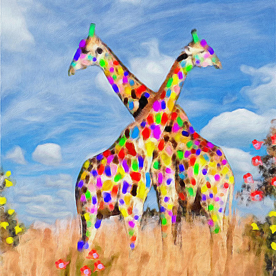 Fancy Giraffes resized Painting by Gary Arnold