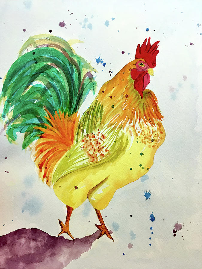 Fancy Rooster Party Painting by Deborah League