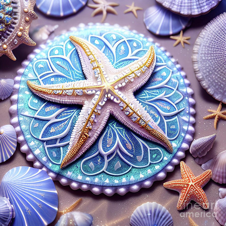 Fancy Starfish Digital Digital Art by Debra Miller