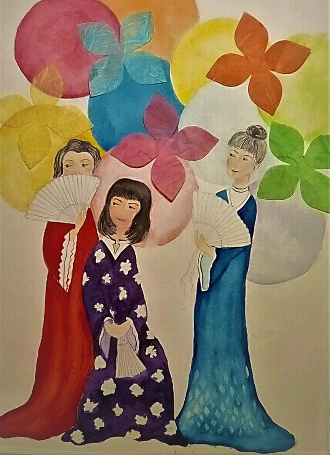 Fans and  Paper Lanterns Painting by Susan Nielsen