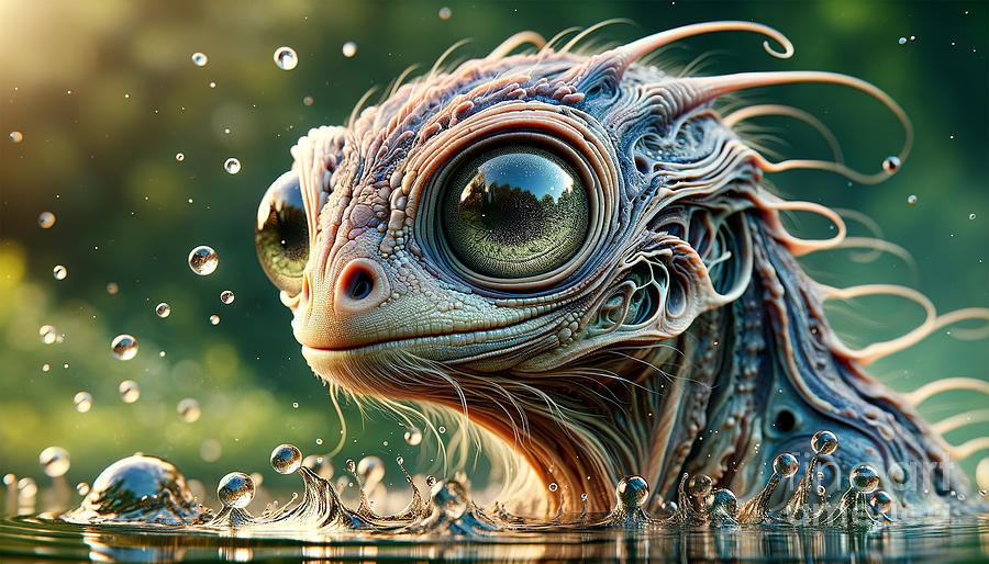 Fantastic alien creature, intricately textured, with large reflective eyes Digital Art by Odon Czintos