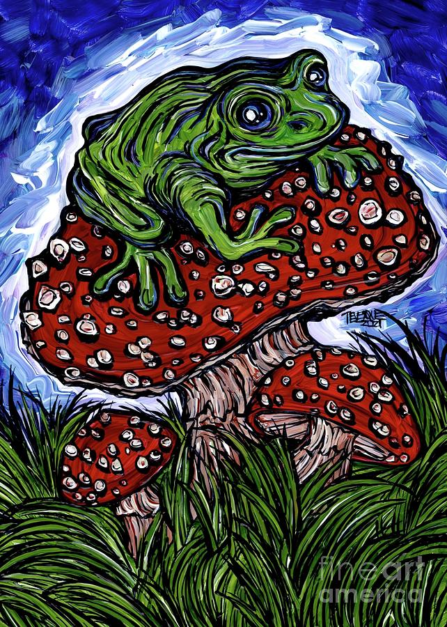 Fantastic Fungi Frog Painting by Tracy Levesque