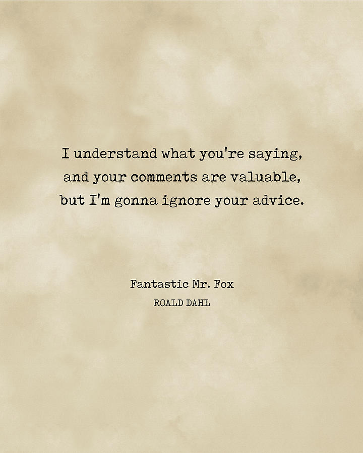 Fantastic Mr. Fox - Roald Dahl Quote - Literature - Typewriter Print - Vintage Digital Art by Studio Grafiikka