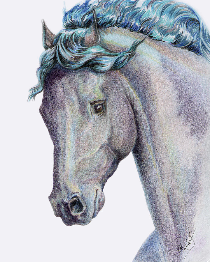 Fantastical Modern Horse Art Drawing by Renee Forth-Fukumoto