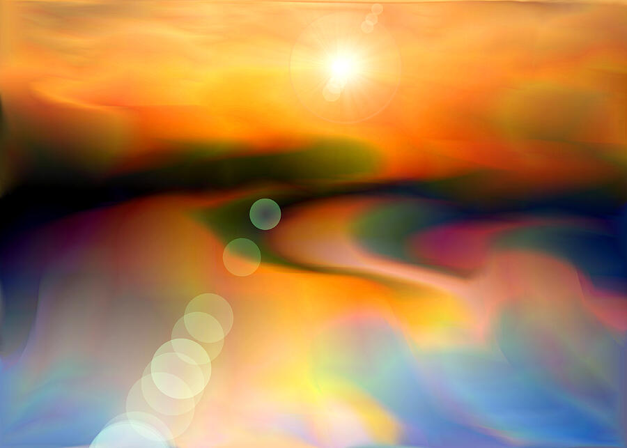 Fantasy Abstract Sunset with Flare  Mixed Media by Shelli Fitzpatrick