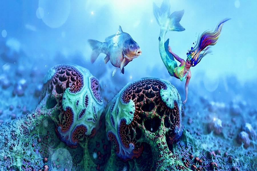 Fantasy Art - Fantasy Undersea Journey With A Mermaid L B Digital Art