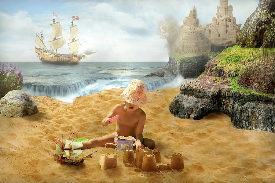 Fantasy - Building a sandcastle Photograph by Mike Savad