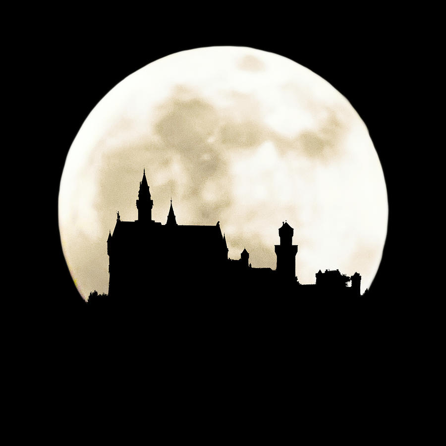 Fantasy Castle Against the Moon Digital Art by John Haldane