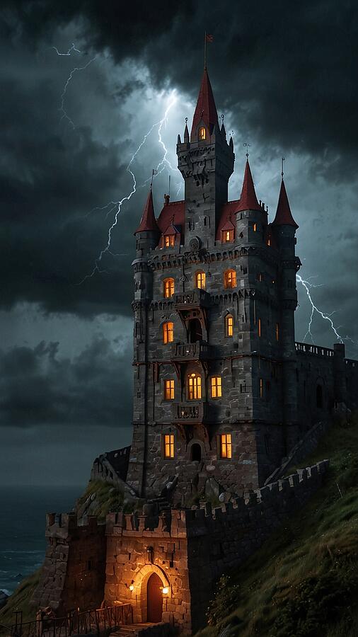 Castle Digital Art - Fantasy castle by Black Papaver