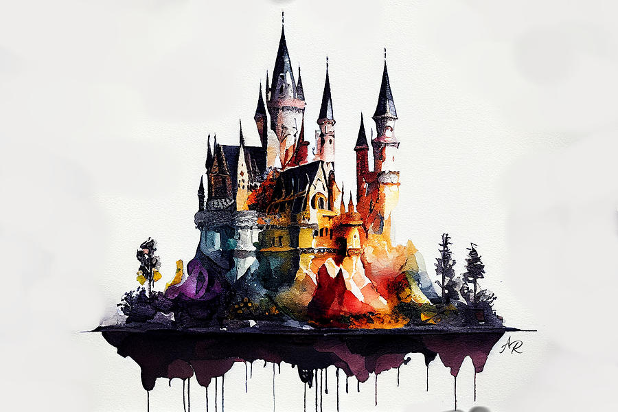Fantasy Castle Floating on Island Digital Art by Adrian Reich
