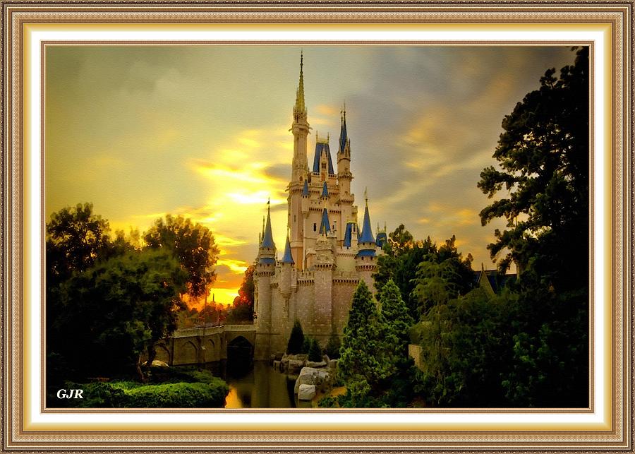 Fantasy Castle In A Romanticism Style Landscape L A S - With Printed Frame. Digital Art