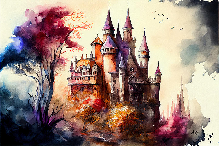 Fantasy Castle Watercolor Digital Art by Adrian Reich