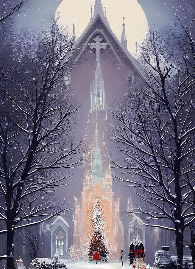 Fantasy Christmas Church Digital Art by Beverly Read