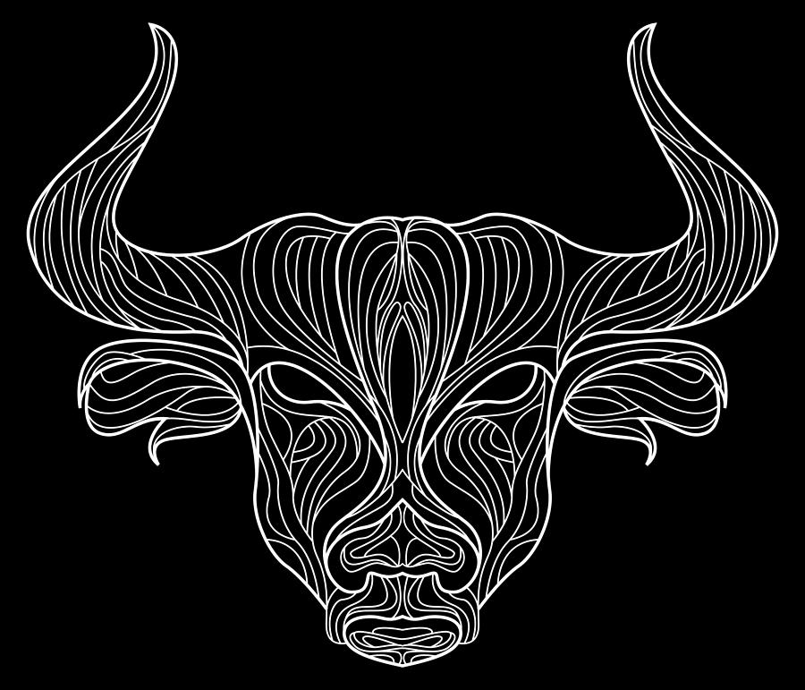 Fantasy Drawing Horns Cow Bull Taurus Catcher Mandala Yoga T-Shirt Painting by Tony Rubino