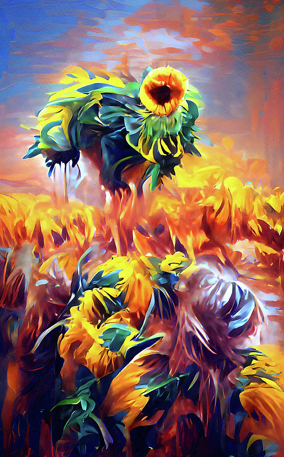 Fantasy Field Of Sunflowers Mixed Media by Georgiana Romanovna