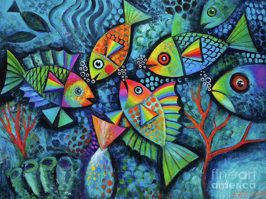 Fantasy Fish 2 Painting by Karin Zeller