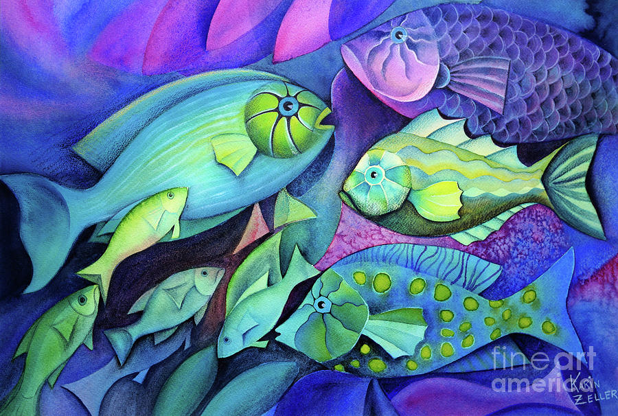 Fantasy Fish Painting by Karin Zeller