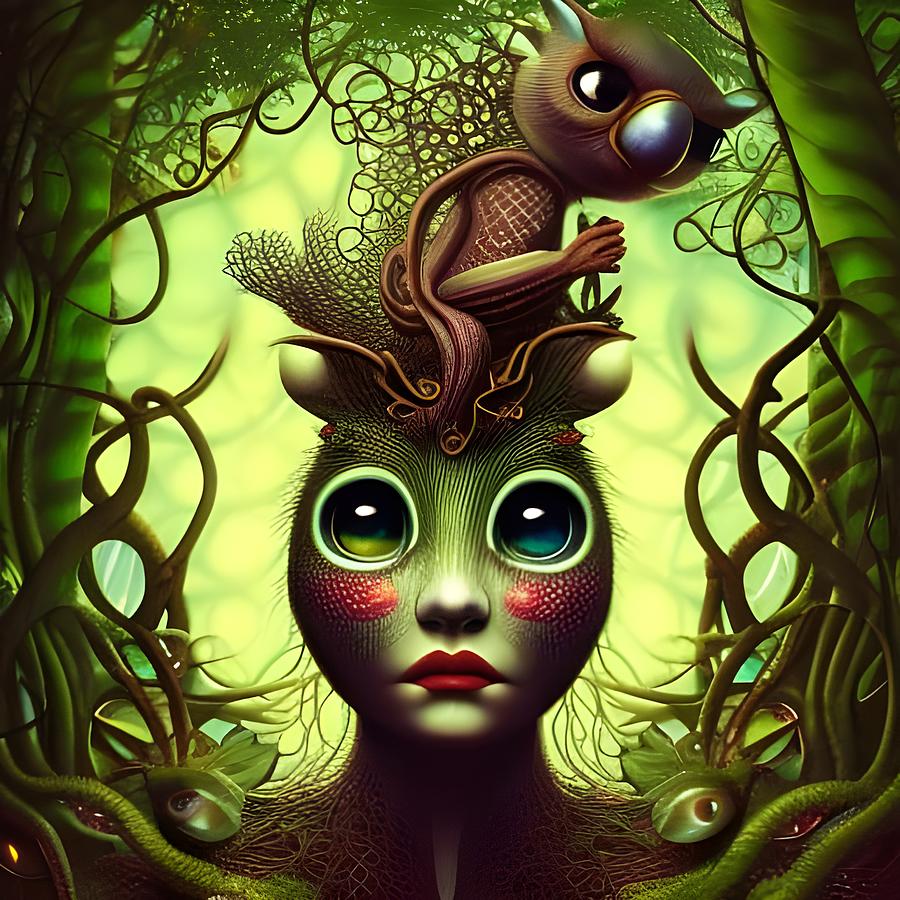 Fantasy Forest Creature 4 Mixed Media by Lesa Fine