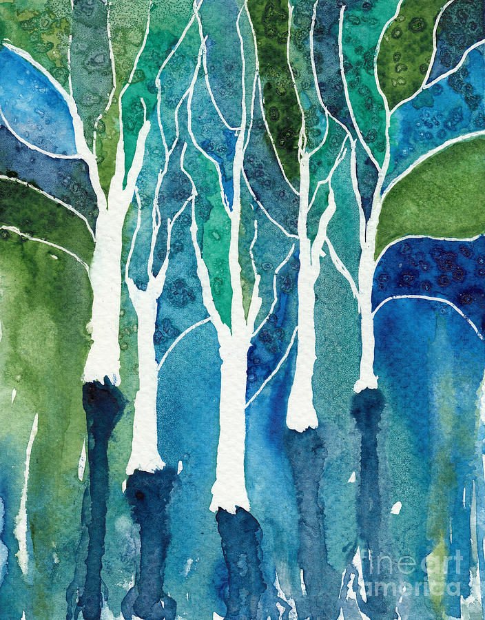 Fantasy Forest In Watercolor Painting