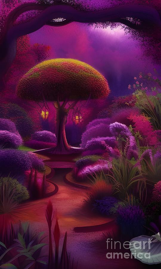 Fantasy Garden Pathway Digital Art by Rachel Hannah