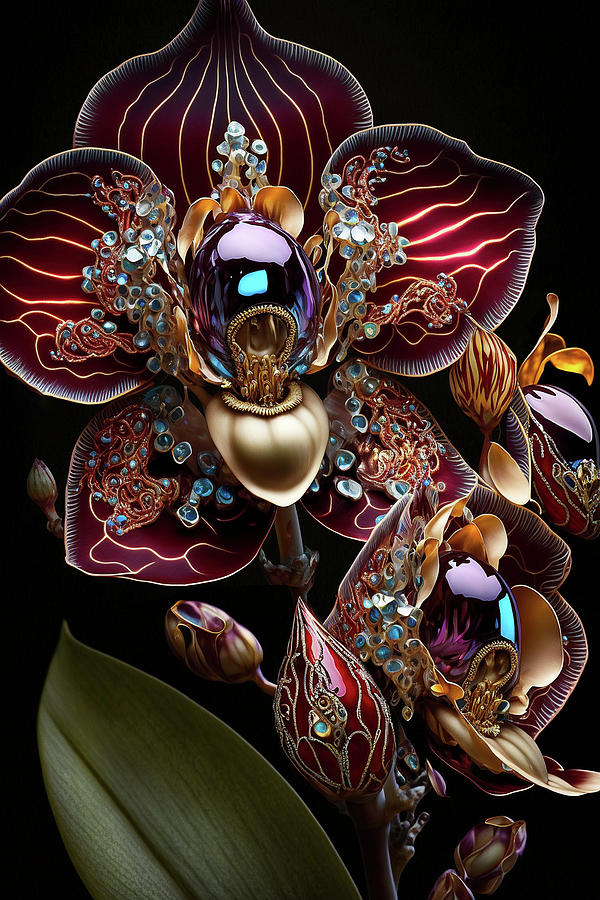 Fantasy Gemstone Phalaenopsis Orchid  Digital Art by Peggy Collins