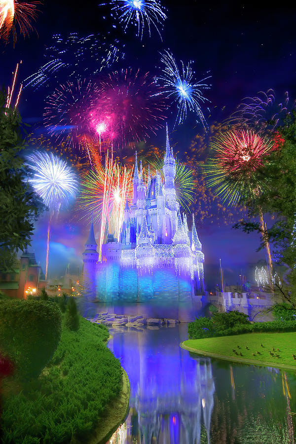 Orlando Photograph - Fantasy in the Sky Fireworks Vertical Edition by Mark Andrew Thomas