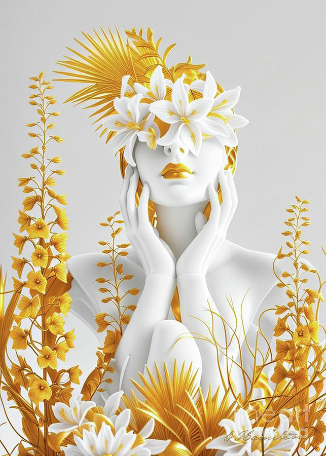 Fantasy in White and Gold 11 Digital Art by Olga Hamilton