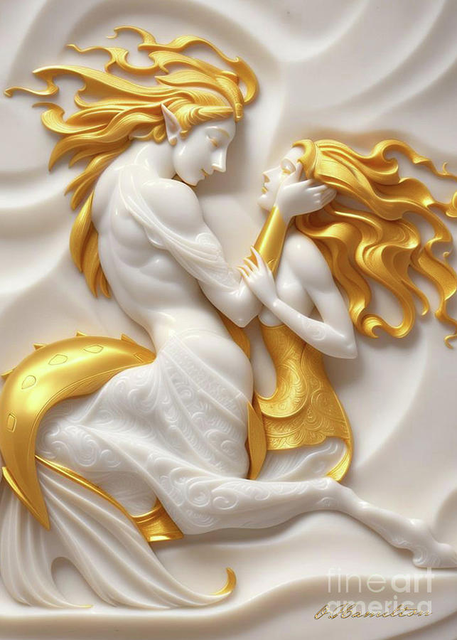 Fantasy in White and Gold 14 Digital Art by Olga Hamilton
