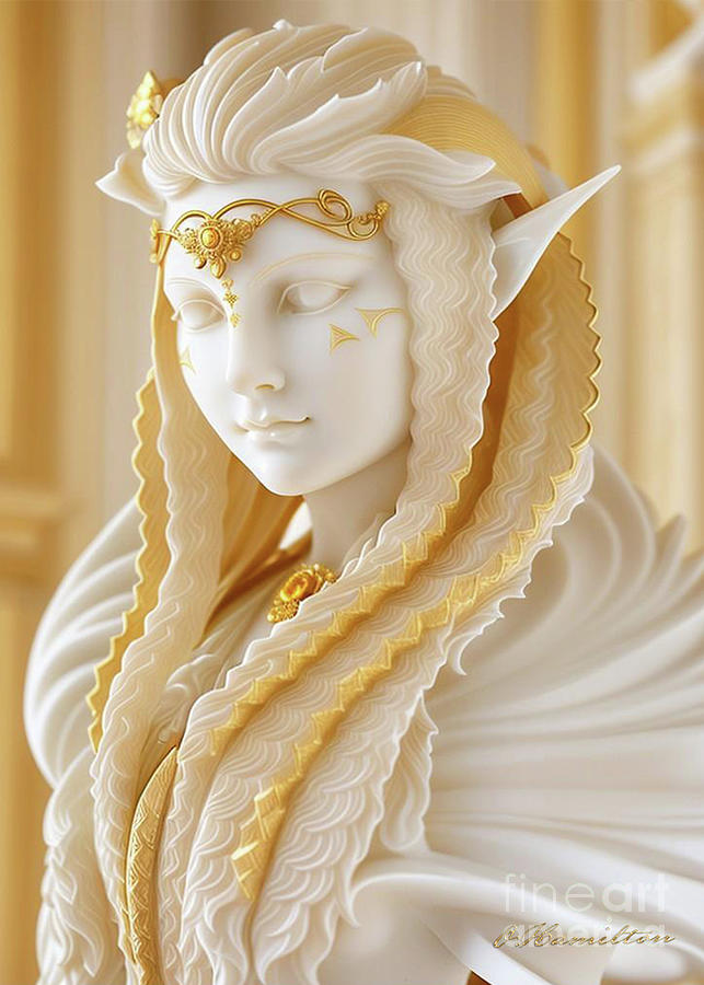 Fantasy in White and Gold 17 Digital Art by Olga Hamilton