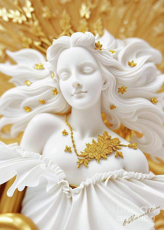 Fantasy In White and Gold 2 Digital Art by Olga Hamilton