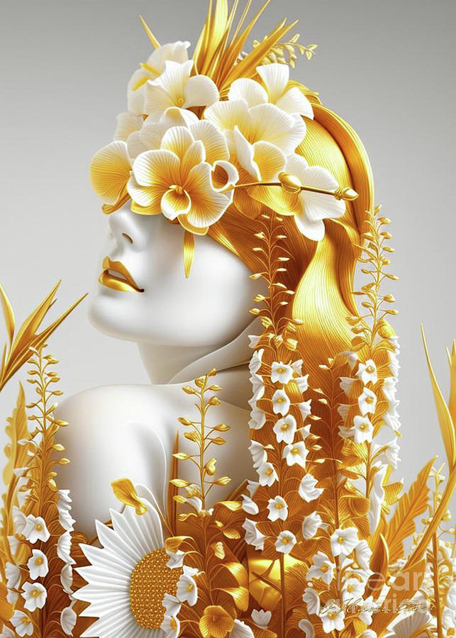 Fantasy in White and Gold 22 Digital Art by Olga Hamilton