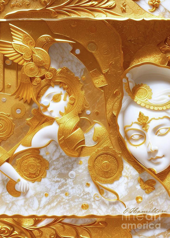 Fantasy in White and Gold 27 Digital Art by Olga Hamilton