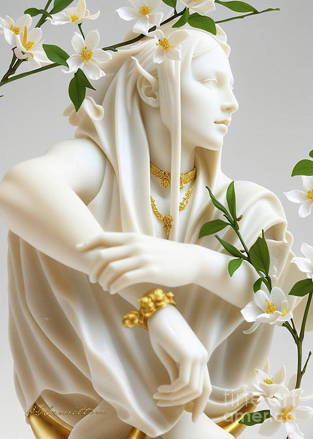 Fantasy in White and Gold 28 Digital Art by Olga Hamilton