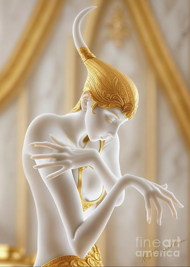 Fantasy in White and Gold 3 Digital Art by Olga Hamilton