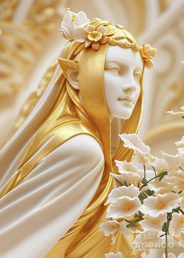 Fantasy in White and Gold 30 Digital Art by Olga Hamilton