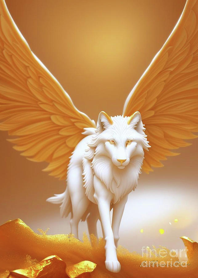 Fantasy in White and Gold 34 Digital Art by Olga Hamilton