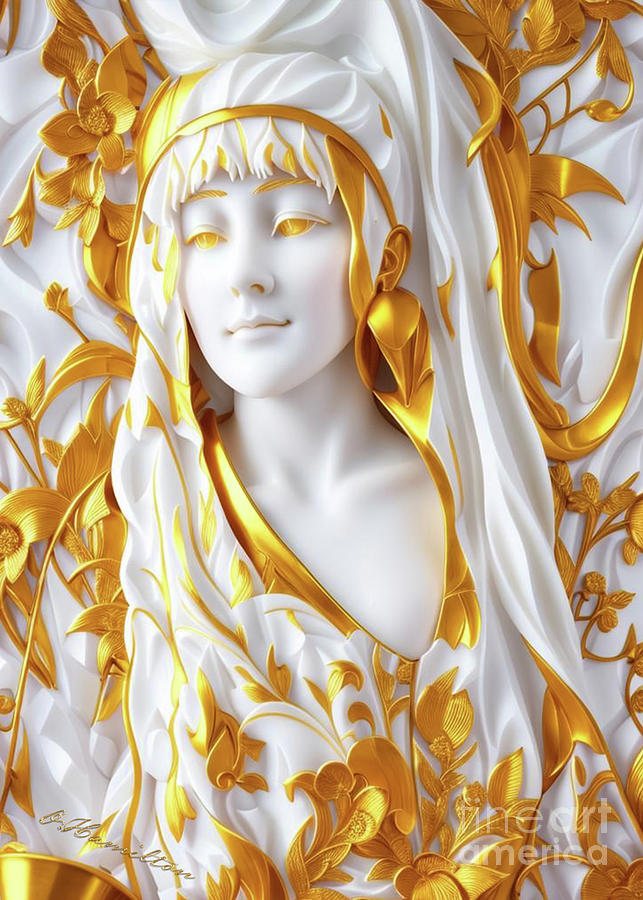 Fantasy in White and Gold 4 Digital Art by Olga Hamilton