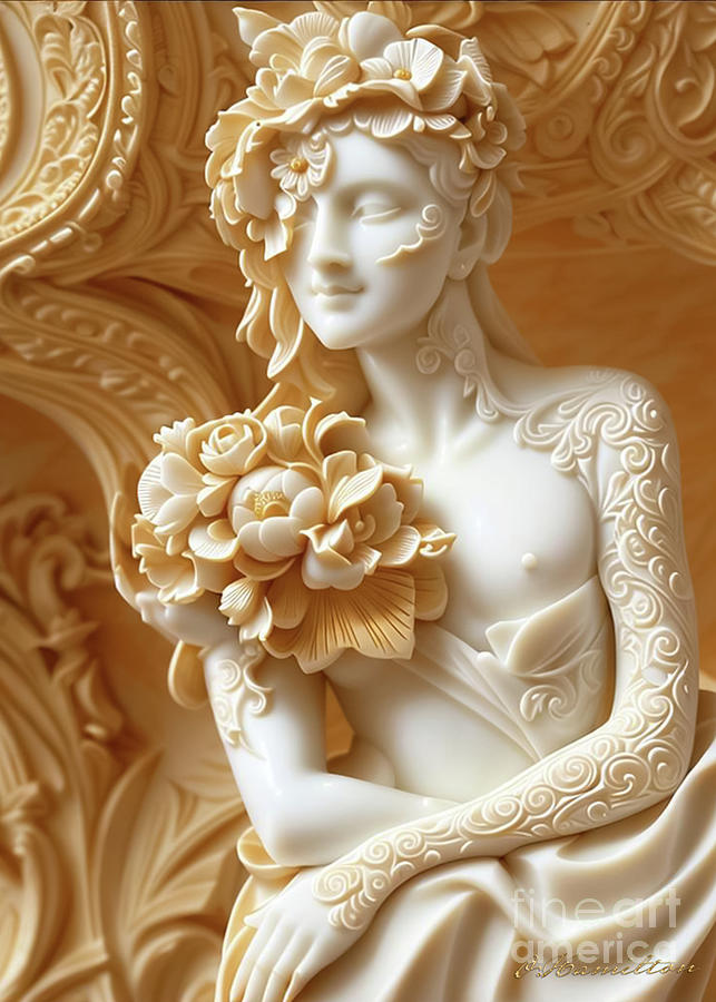Fantasy in White and Gold 48 Digital Art by Olga Hamilton
