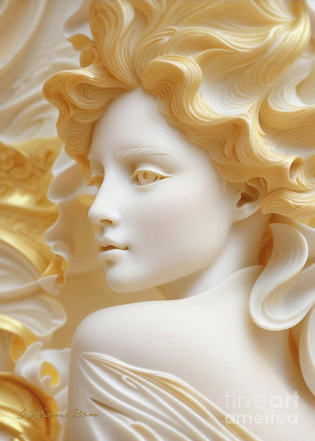 Fantasy in White and Gold 5 Digital Art by Olga Hamilton