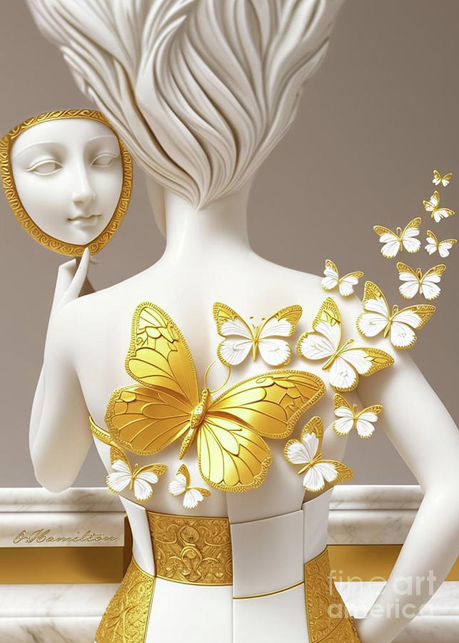 Fantasy in White and Gold 50 Digital Art by Olga Hamilton