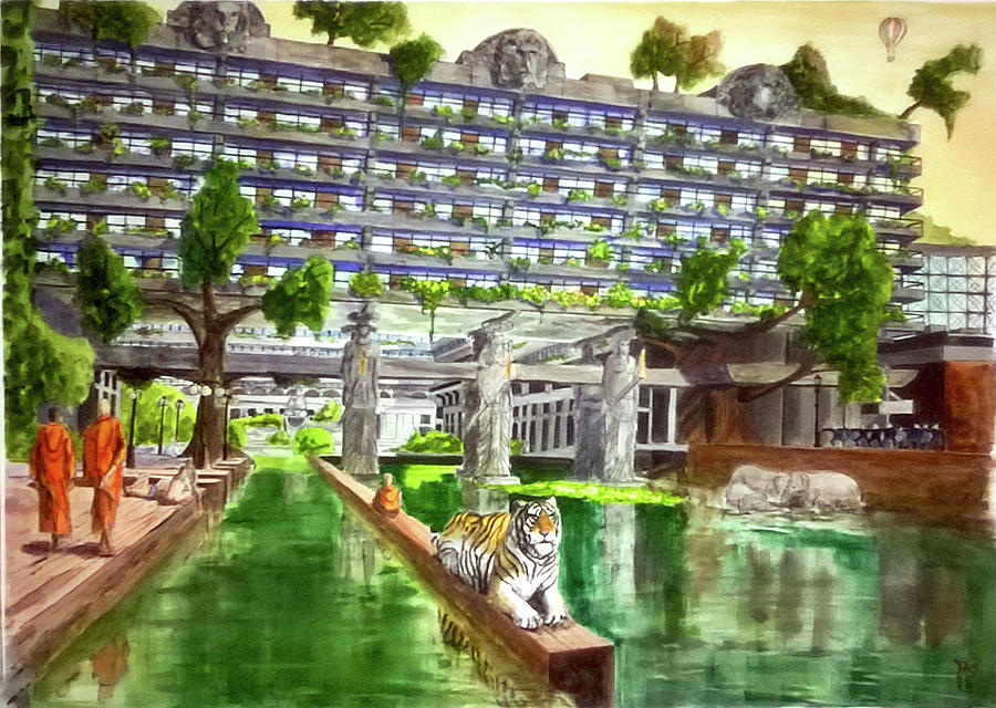 Fantasy IV Utopia Estate Painting by Francisco Gutierrez