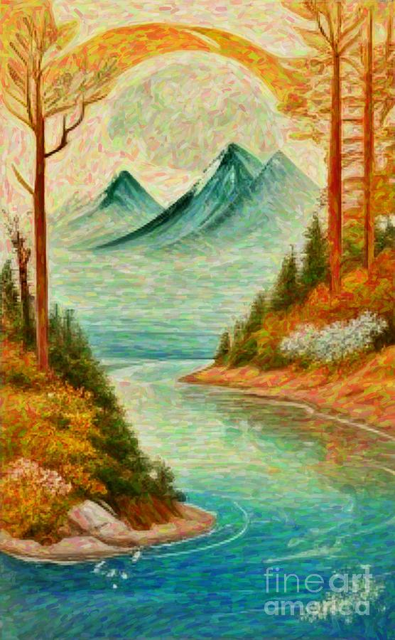 Fantasy landscape13 Painting by Digitly
