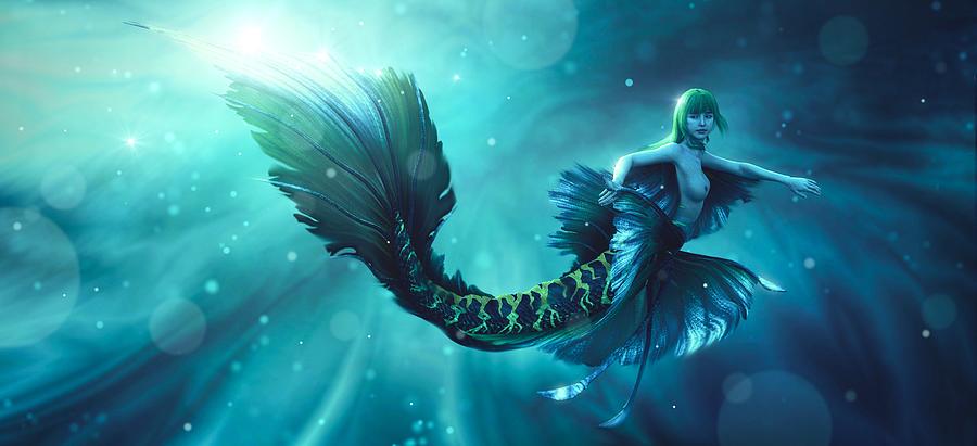 Mermaid Painting Mermaid Fantasy Mystical Nature Sea Beautiful By