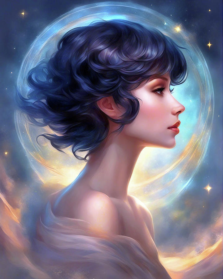 Fantasy Moon Girl Digital Art by Ian Mitchell