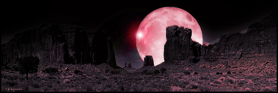 Fantasy Moonrise, Monument Valley Digital Art by A Macarthur Gurmankin