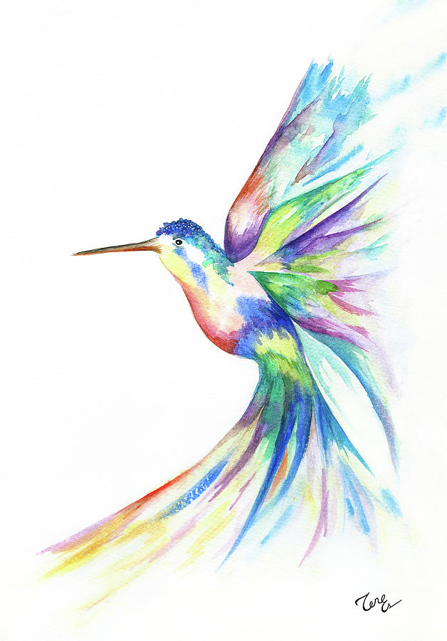 Hummingbird Painting - Rainbow messenger hummingbird by Teresa Espinosa