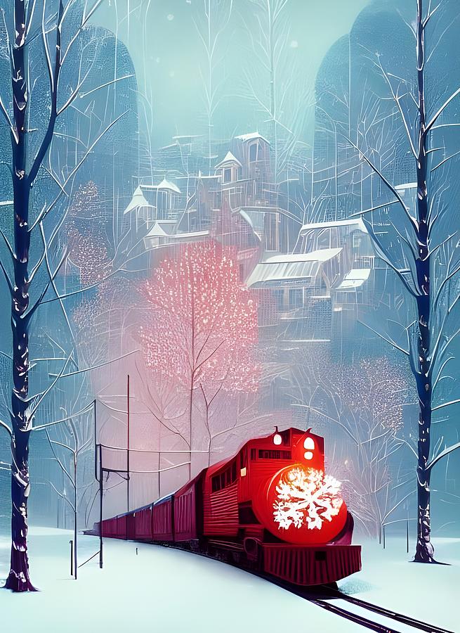 Fantasy Red Christmas Train Digital Art by Beverly Read